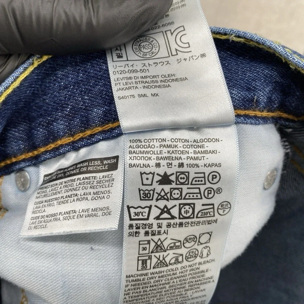 Levis 505 Regular Fit Jeans 32x34 Blue Distressed Raw Hem Straight Leg